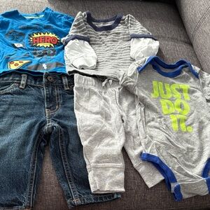 Blue and Gray Baby Clothing Set